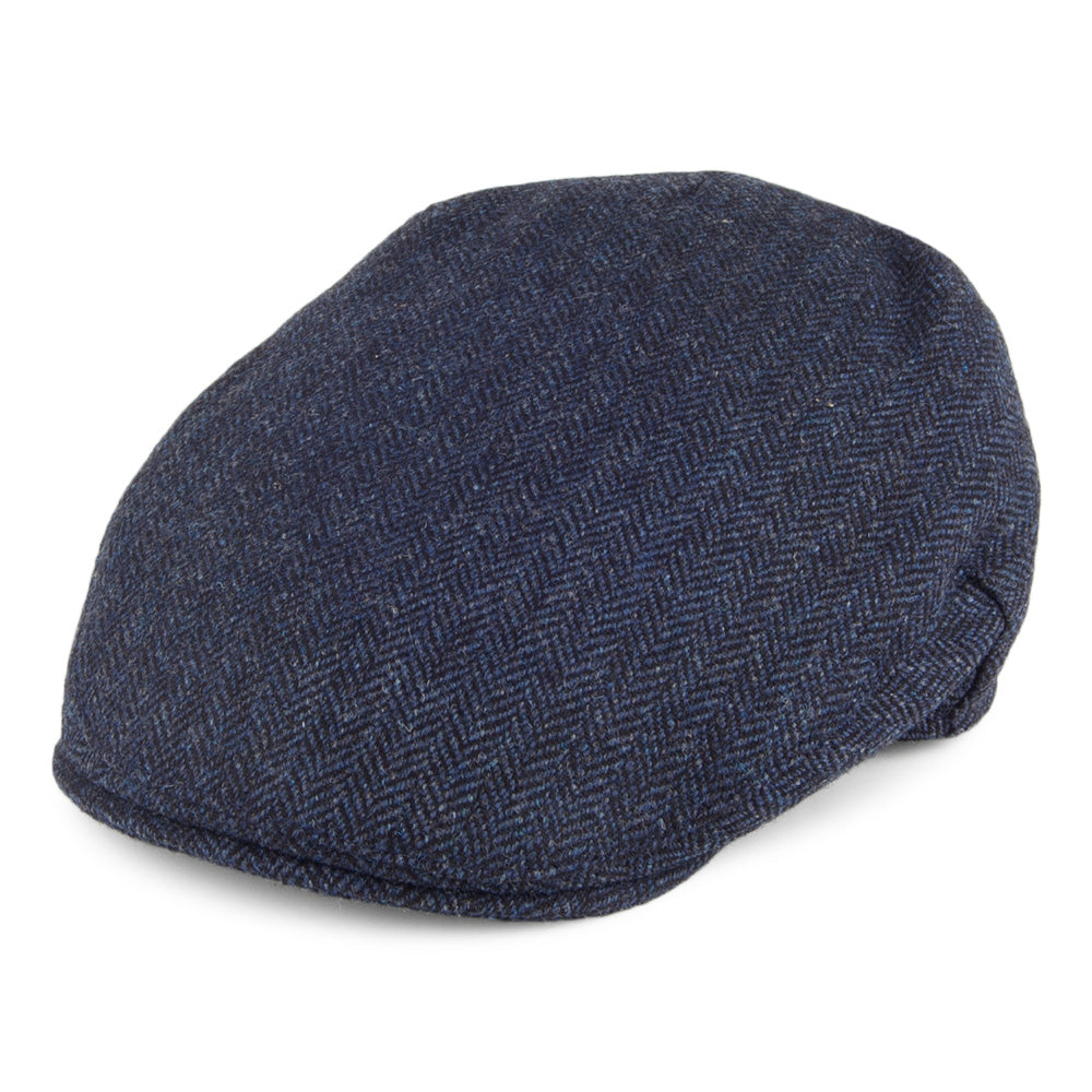 Gorra plana Balmoral Country tweed diseño espiga Christys-Azul Marino