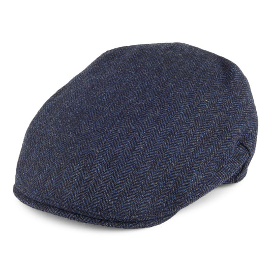 Gorra plana Balmoral Country tweed diseño espiga Christys-Azul Marino