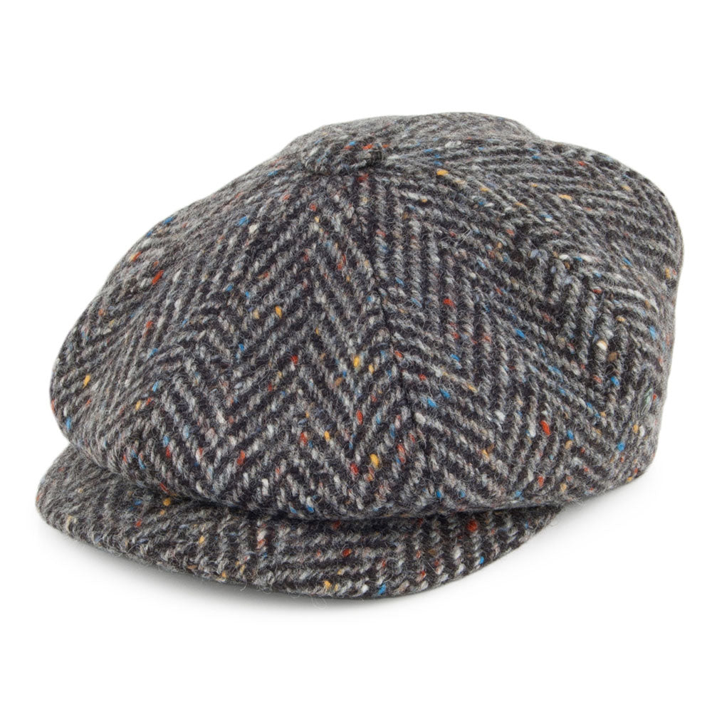 Gorra Newsboy Tweed Donegal diseño de espiga City Sport Antracita-Gris