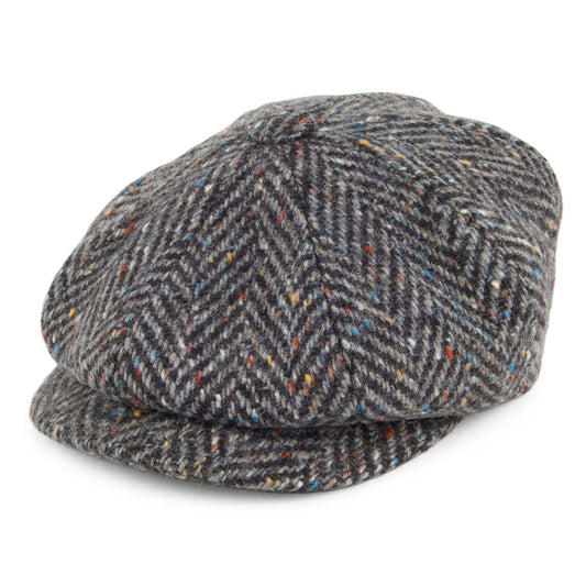 Gorra Newsboy Tweed Donegal diseño de espiga City Sport Antracita-Gris