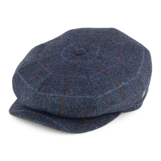 Gorra Newsboy de lana diseño de espiga de City Sport - Azul