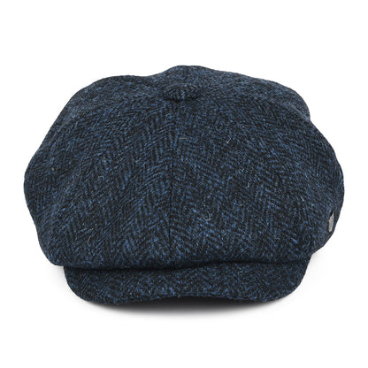Gorra Newsboy redonda Carloway de Harris Tweed diseño de espiga de Failsworth - Azul