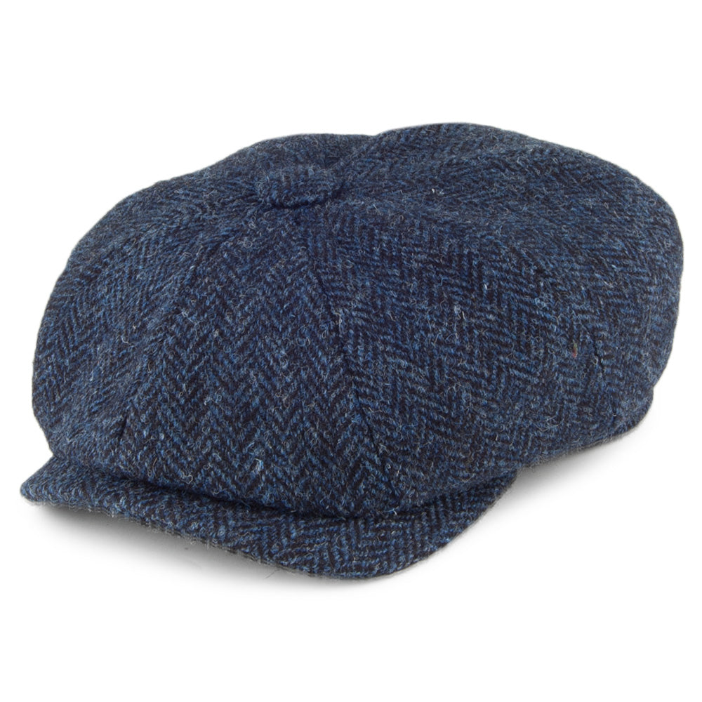 Gorra Newsboy de HARRIS TWEED con diseño de espiga de Olney - Azul Marino