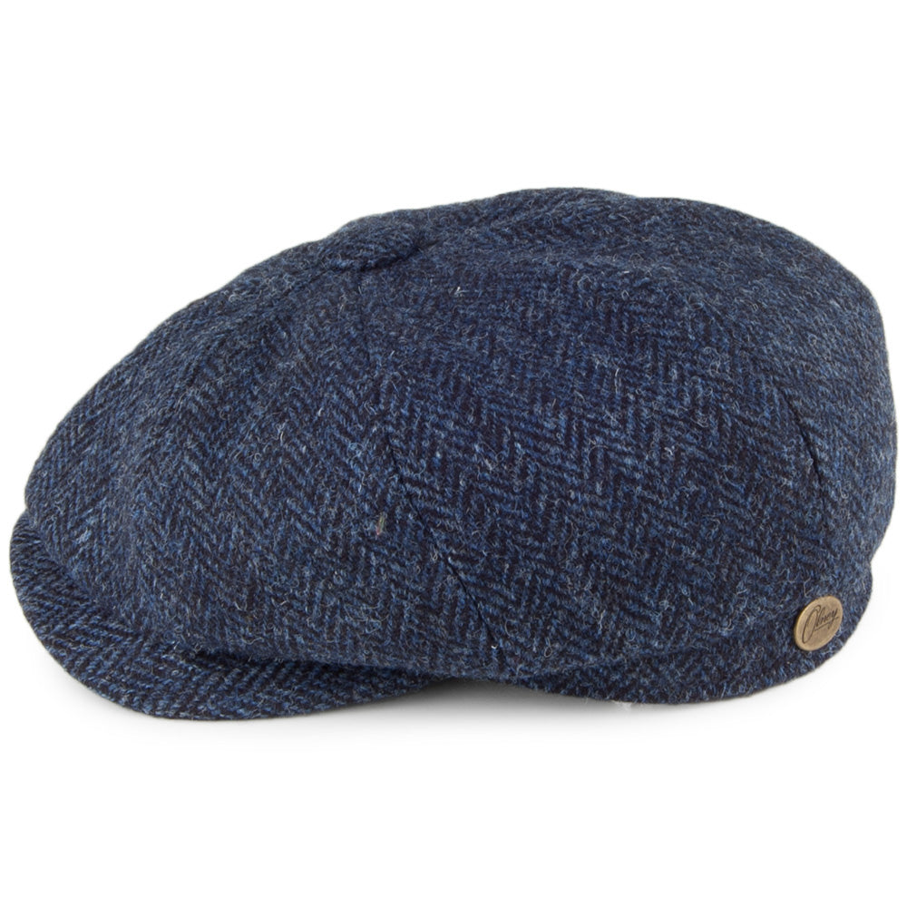 Gorra Newsboy de HARRIS TWEED con diseño de espiga de Olney - Azul Marino