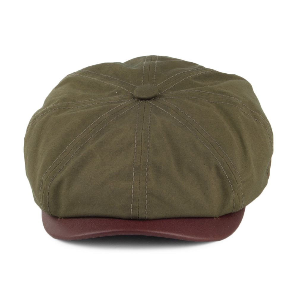 Gorra Newsboy Hatteras de algodón impermeabilizado de Stetson - Oliva