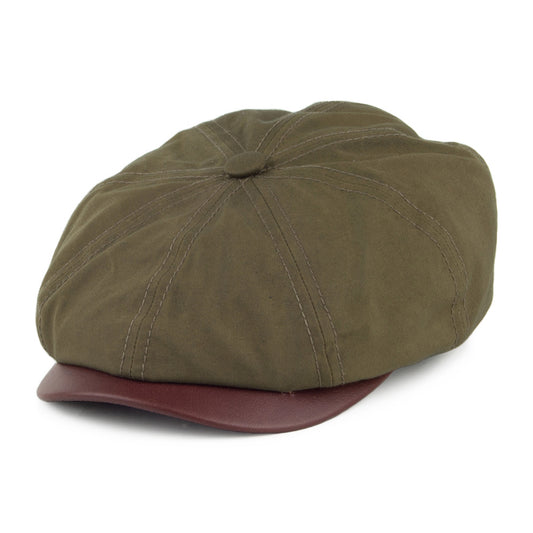 Gorra Newsboy Hatteras de algodón impermeabilizado de Stetson - Oliva