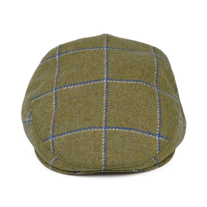 Gorra plana de lana británica pura Windowpane de City Sport - Verde Oliva Claro
