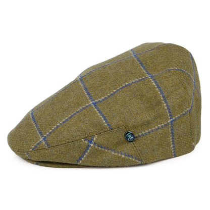 Gorra plana de lana británica pura Windowpane de City Sport - Verde Oliva Claro