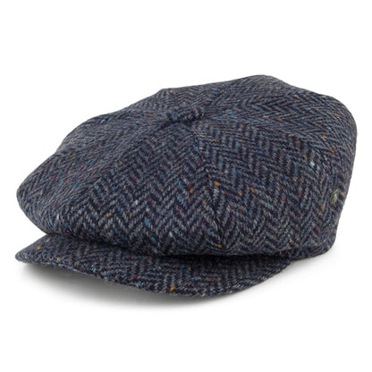 Gorra Newsboy de Tweed Donegal diseño de espiga de City Sport - Azul Marino