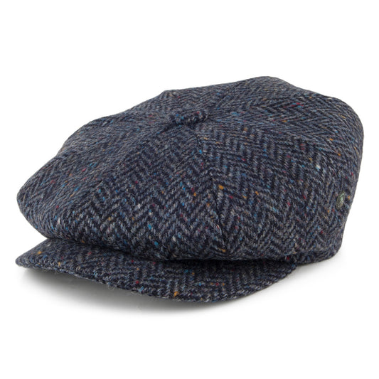 Gorra Newsboy de Tweed Donegal diseño de espiga de City Sport - Azul Marino