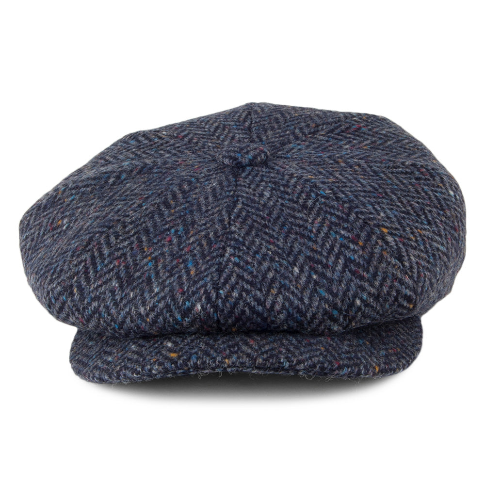 Gorra Newsboy de Tweed Donegal diseño de espiga de City Sport - Azul Marino