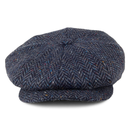 Gorra Newsboy de Tweed Donegal diseño de espiga de City Sport - Azul Marino