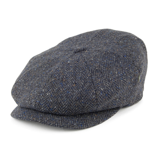 Gorra Newsboy de Tweed Donegal diseño de espiga de City Sport - Gris-Azul
