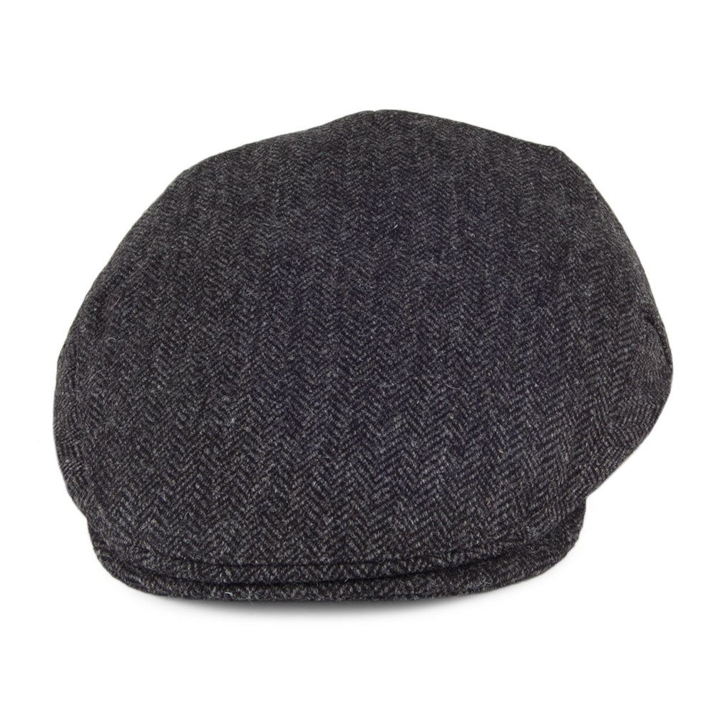 Gorra plana diseño de espiga Balmoral Country Tweed de Christys - Negro-Gris