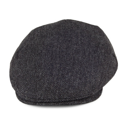Gorra plana diseño de espiga Balmoral Country Tweed de Christys - Negro-Gris