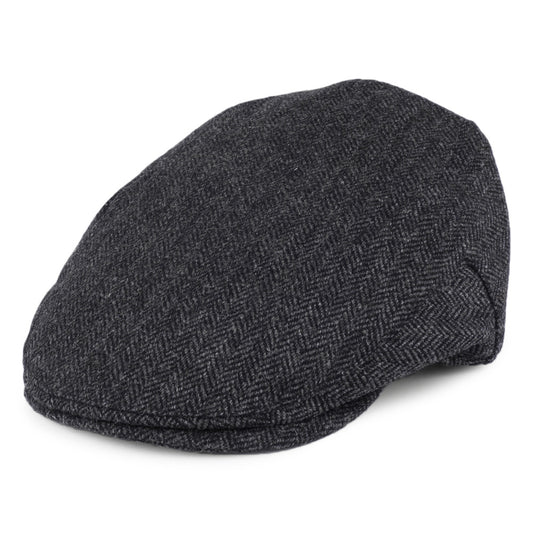 Gorra plana diseño de espiga Balmoral Country Tweed de Christys - Negro-Gris