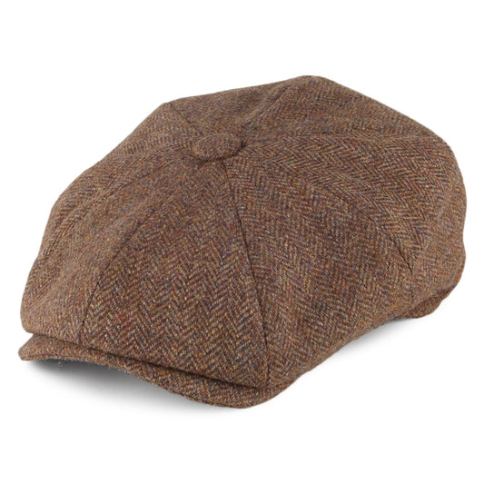 Gorra Newsboy Tweed Country de Tweed diseño de espiga de Christys - Marrón