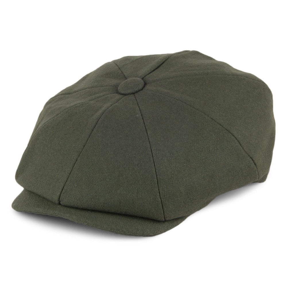 Gorra Newsboy de lana Melton de Christys - Verde Oliva