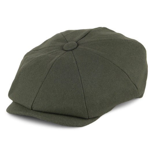 Gorra Newsboy de lana Melton de Christys - Verde Oliva