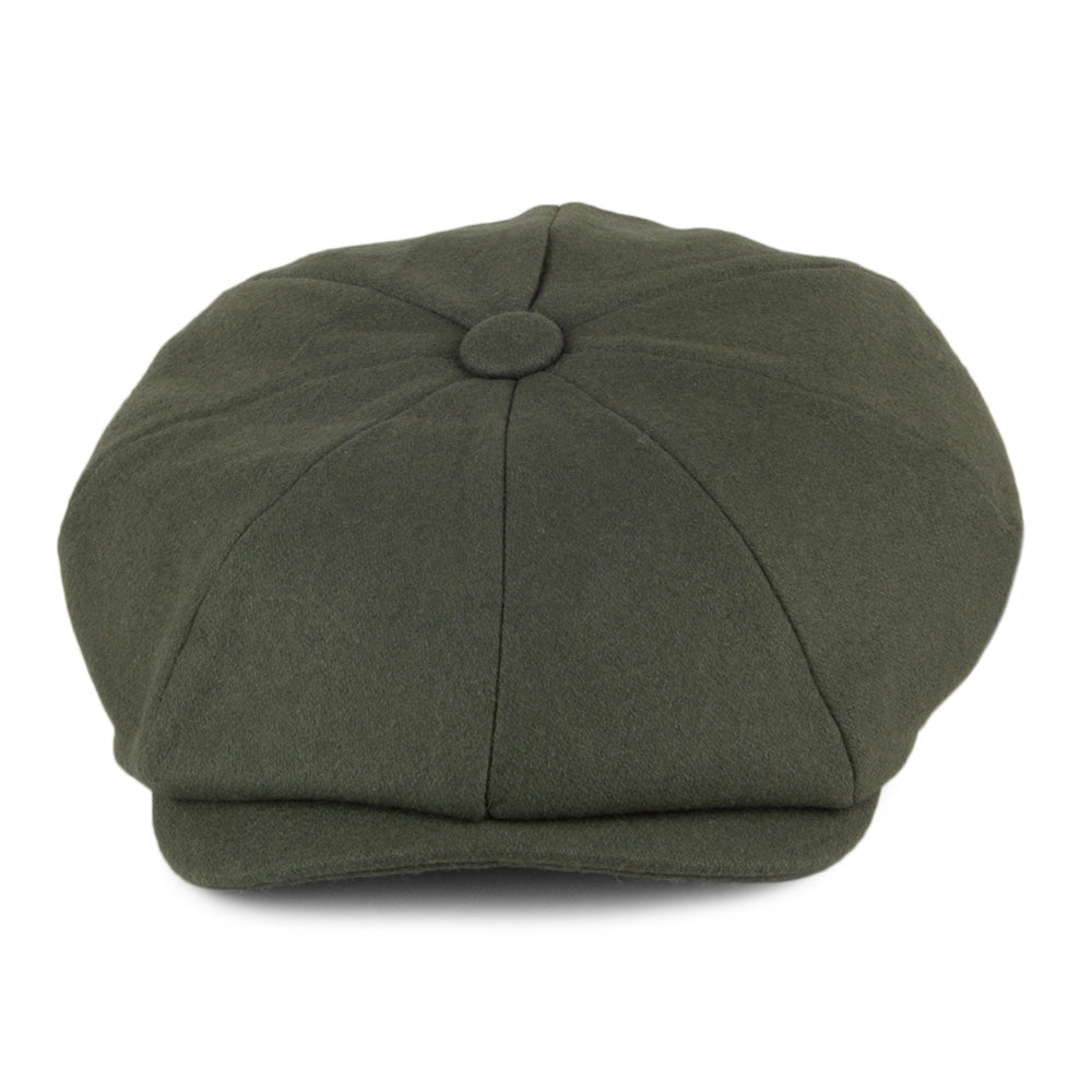 Gorra Newsboy de lana Melton de Christys - Verde Oliva