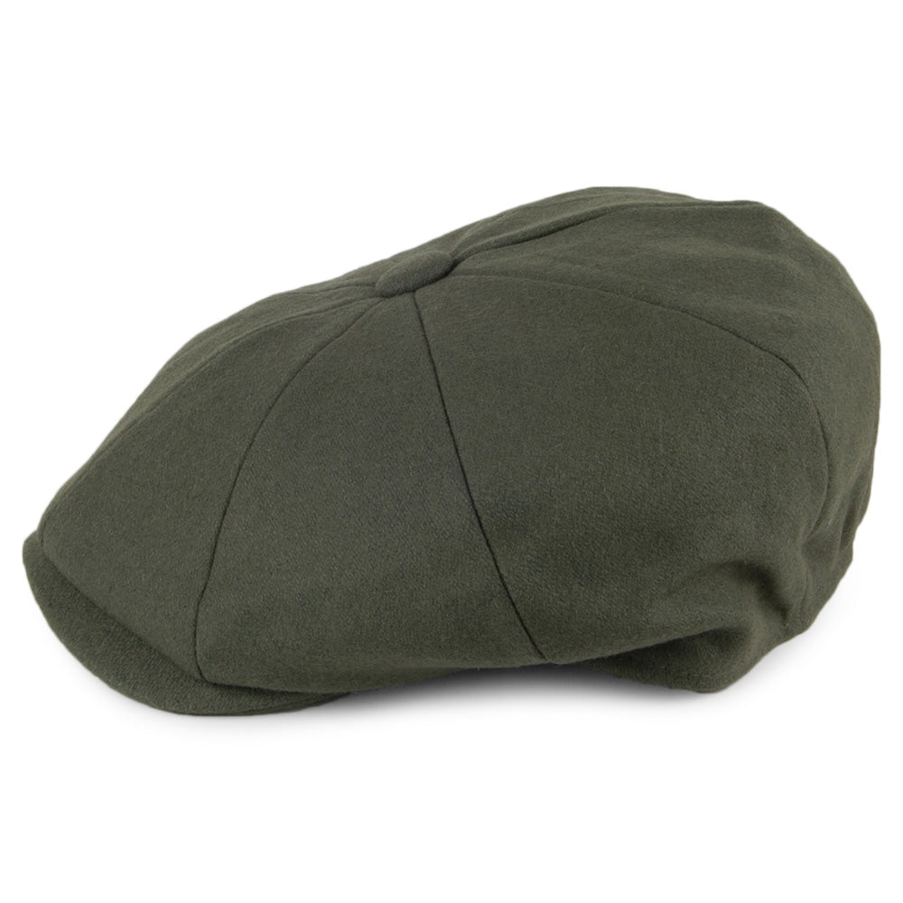 Gorra Newsboy de lana Melton de Christys - Verde Oliva
