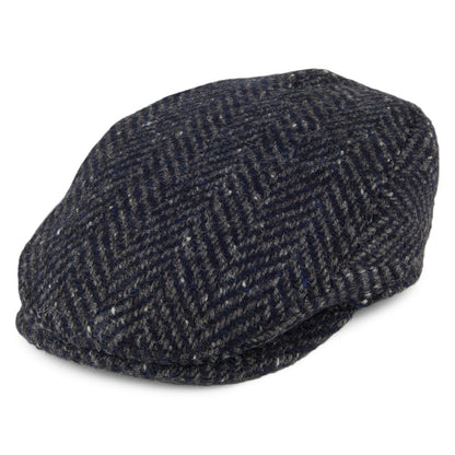 Gorra plana Longford de Tweed Donegal de Failsworth - Azul Marino-Gris