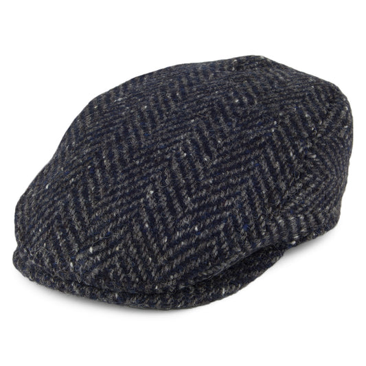 Gorra plana Longford de Tweed Donegal de Failsworth - Azul Marino-Gris