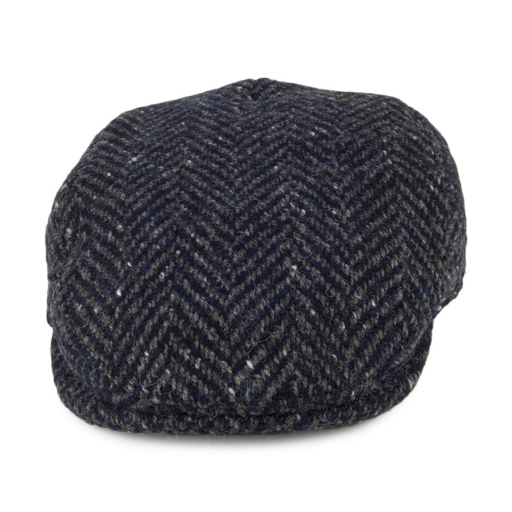 Gorra plana Longford de Tweed Donegal de Failsworth - Azul Marino-Gris