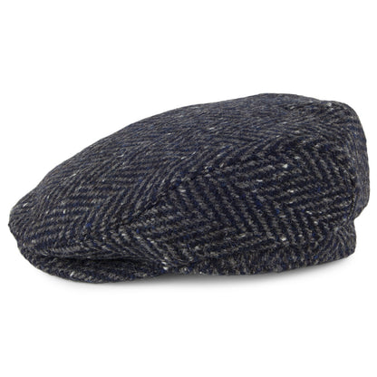 Gorra plana Longford de Tweed Donegal de Failsworth - Azul Marino-Gris