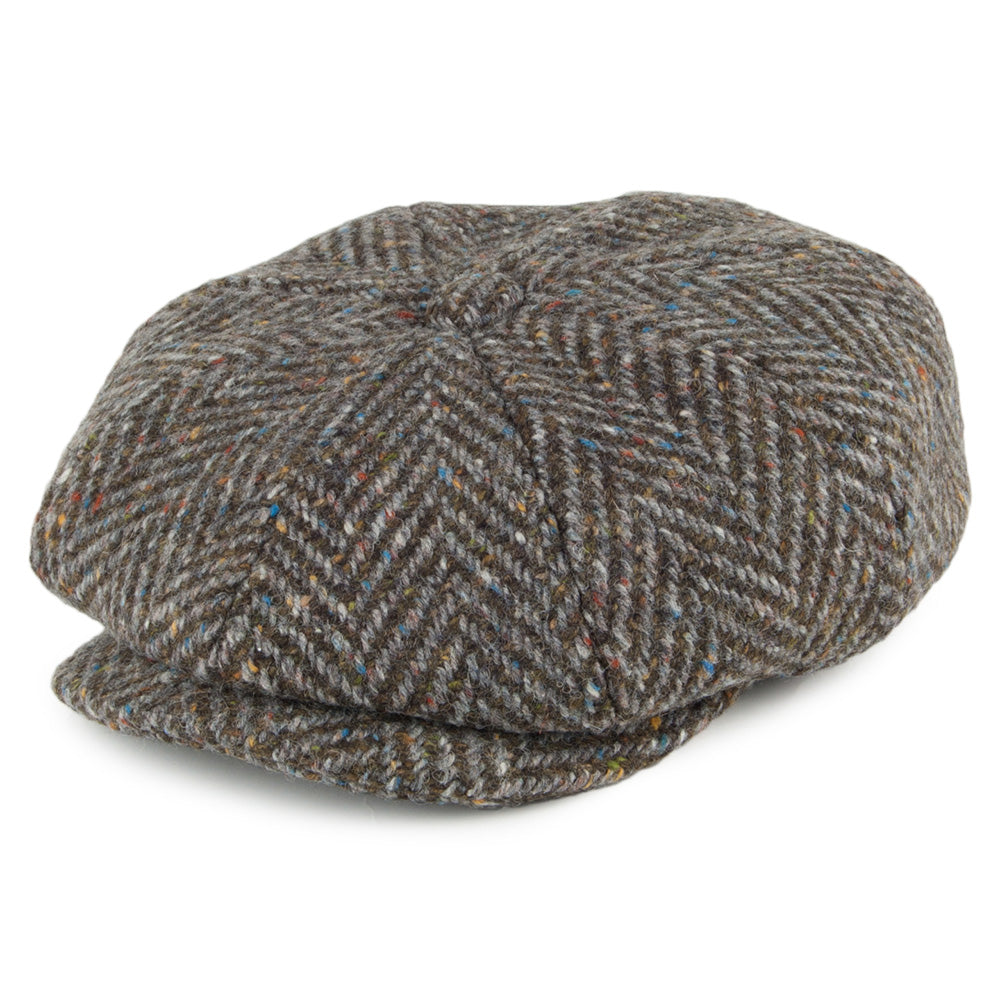 Gorra Newsboy Mayo de Tweed Donegal diseño de espiga de Failsworth - Turba