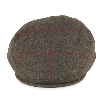 Gorra plana Cambridge de lana a cuadros de Failsworth - Verde Oliva