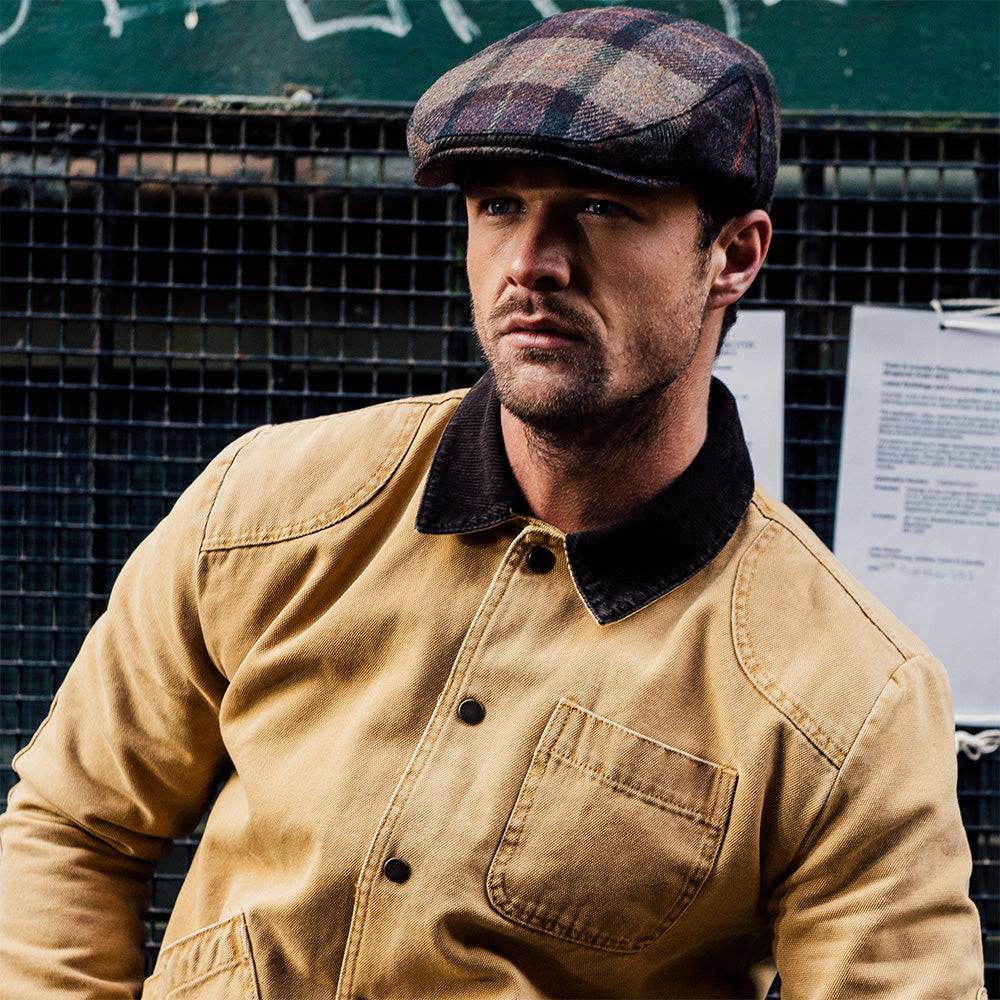 Gorra plana Cambridge de lana de Failsworth - Marrón Jaspeado