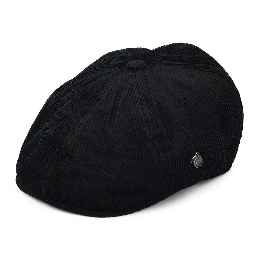Gorra Newsboy Hudson de pana de Failsworth - Negro