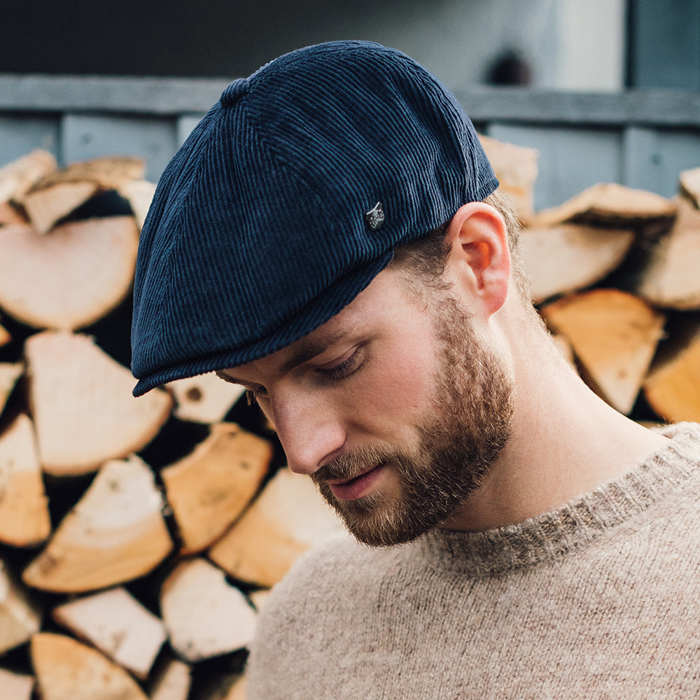 Gorra Newsboy Hudson de pana de pana de Failsworth - Azul Marino