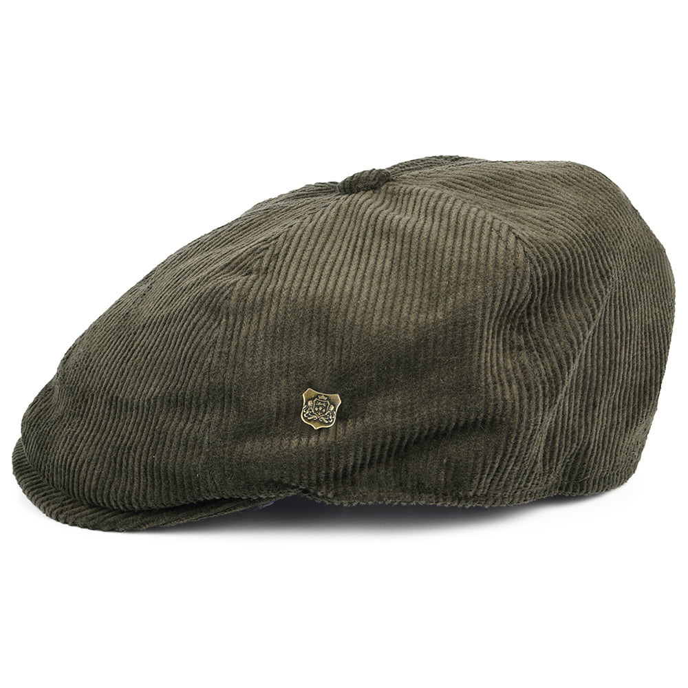Gorra Newsboy Hudson de pana de Failsworth - Verde Oliva