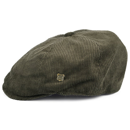 Gorra Newsboy Hudson de pana de Failsworth - Verde Oliva