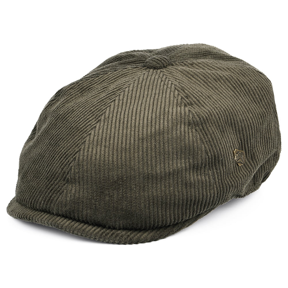 Gorra Newsboy Hudson de pana de Failsworth - Verde Oliva