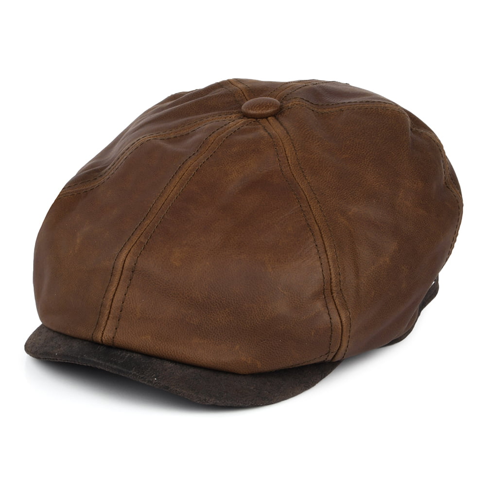 Gorra plana Fulton de piel de Jaxon & James - Marrón