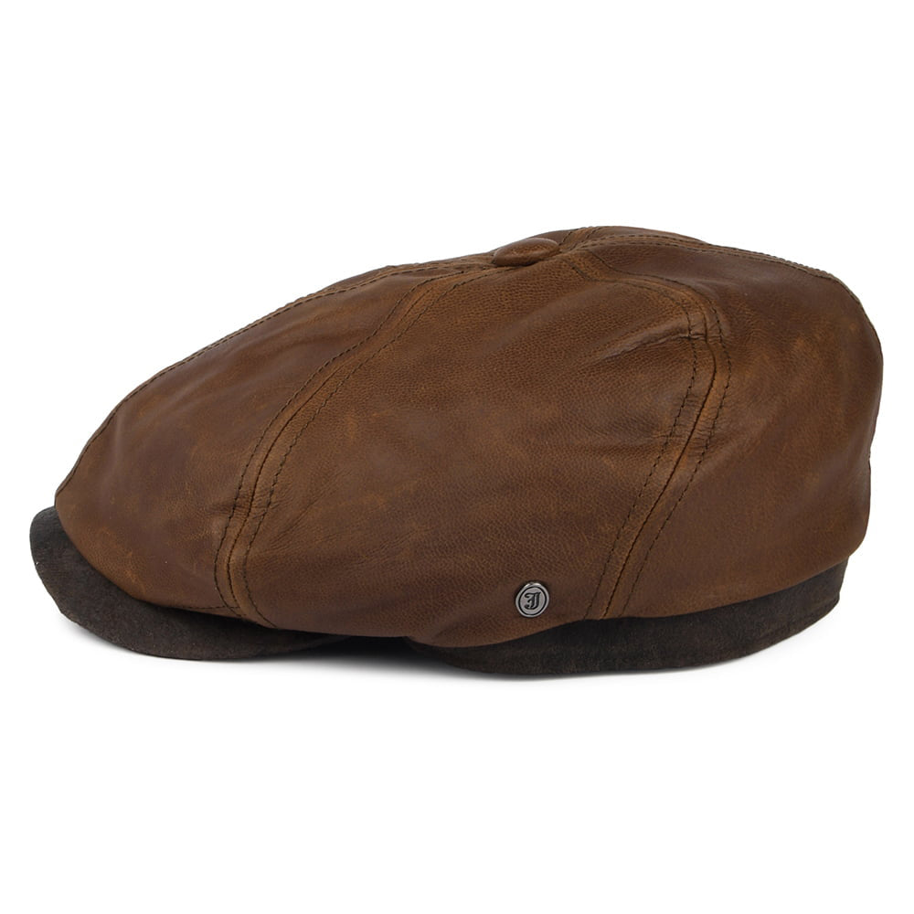 Gorra plana Fulton de piel de Jaxon & James - Marrón