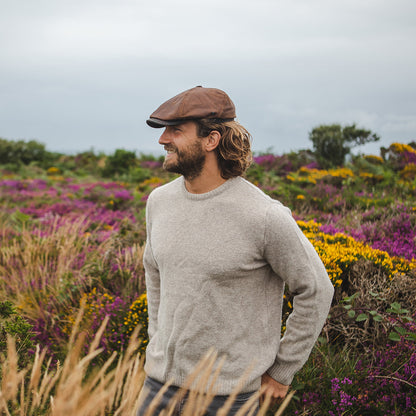 Gorra plana Fulton de piel de Jaxon & James - Marrón