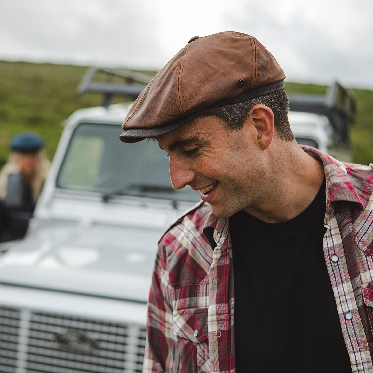 Gorra plana Fulton de piel de Jaxon & James - Marrón