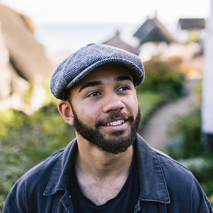 Gorra Newsboy Castlebay de HARRIS TWEED de Jaxon & James - Negro-Gris