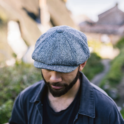 Gorra Newsboy Castlebay de HARRIS TWEED de Jaxon & James - Negro-Gris