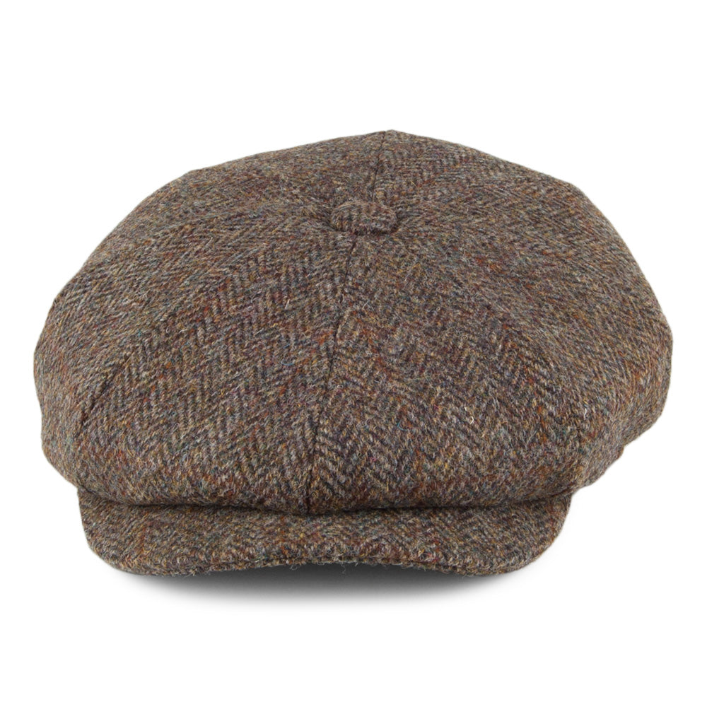 Gorra Newsboy Northbay de HARRIS TWEED de Jaxon & James - Verde Oliva-Marrón