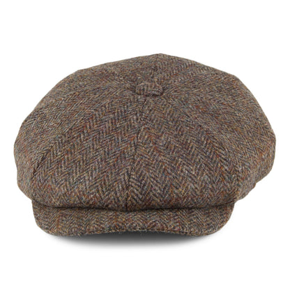 Gorra Newsboy Northbay de HARRIS TWEED de Jaxon & James - Verde Oliva-Marrón