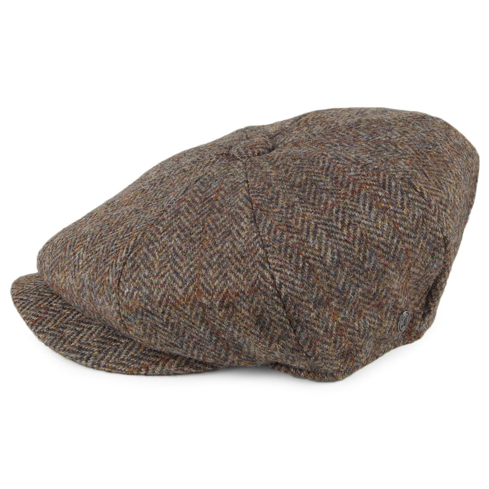 Gorra Newsboy Northbay de HARRIS TWEED de Jaxon & James - Verde Oliva-Marrón
