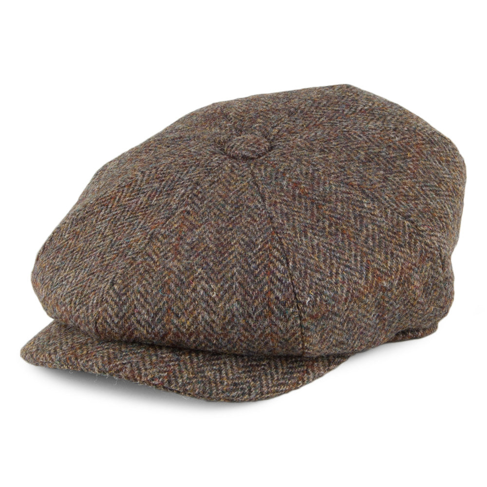 Gorra Newsboy Northbay de HARRIS TWEED de Jaxon & James - Verde Oliva-Marrón