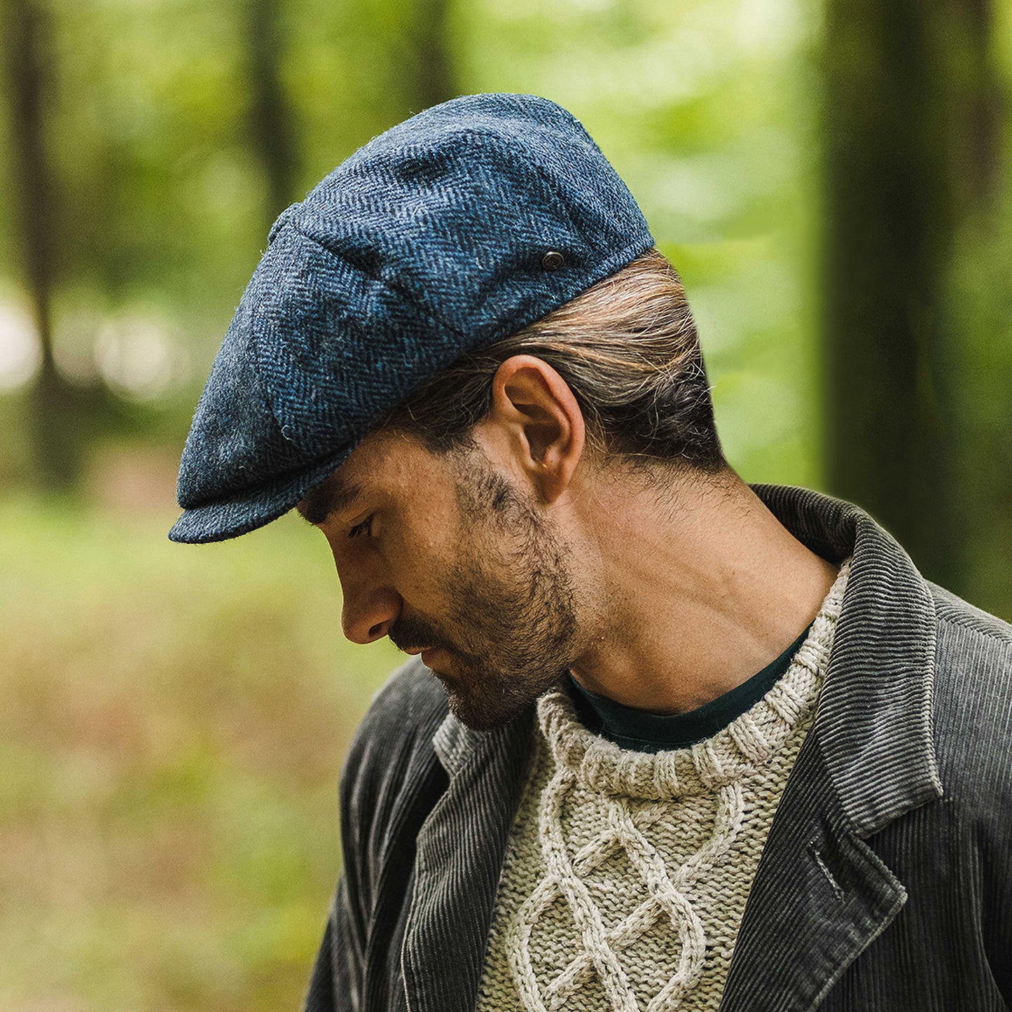 Gorra Newsboy Skye de HARRIS TWEED de Jaxon & James - Azul-Negro