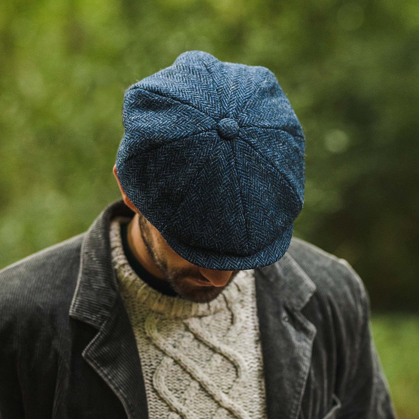 Gorra Newsboy Skye de HARRIS TWEED de Jaxon & James - Azul-Negro