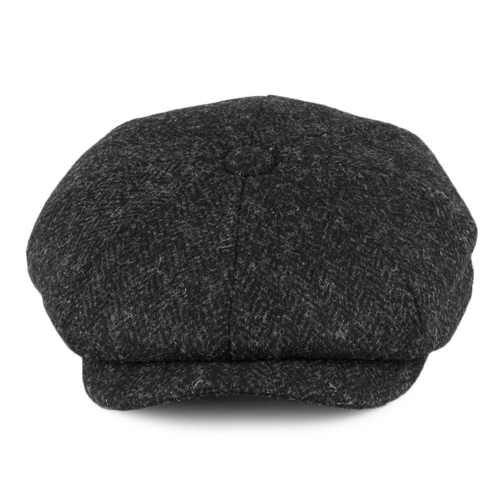 Gorra Newsboy Taransay de HARRIS TWEED de Jaxon & James - Negro-Antracita